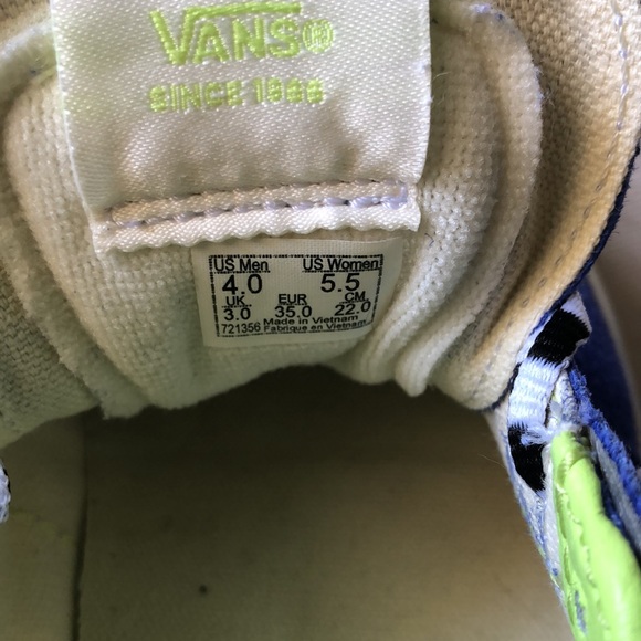 VANS SK8 LOW CHECKERBOARD  OFF THE WALL MENS 4/WOMANS 5.5 Green and blue - Picture 6 of 7